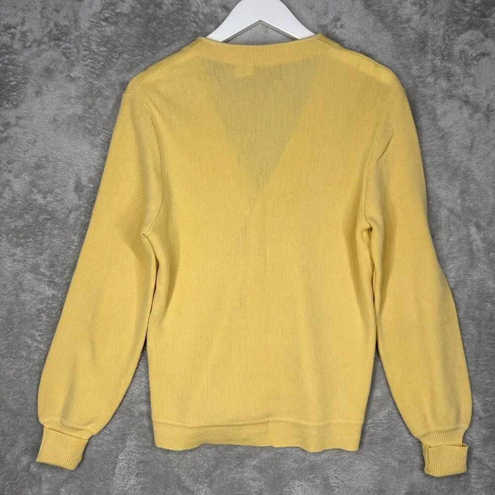 Vtg 70s Pendleton Cardigan Sweater Mens Medium Sir Yellow Virgin Wool USA Made